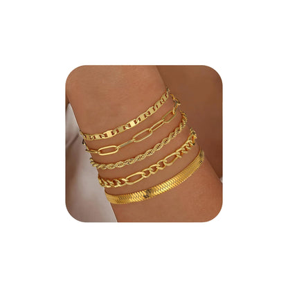 Turandoss Gold Plated Bracelets for Women (5pcs)