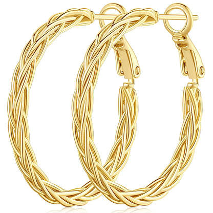 14k Gold Hoop Earrings (30mm)