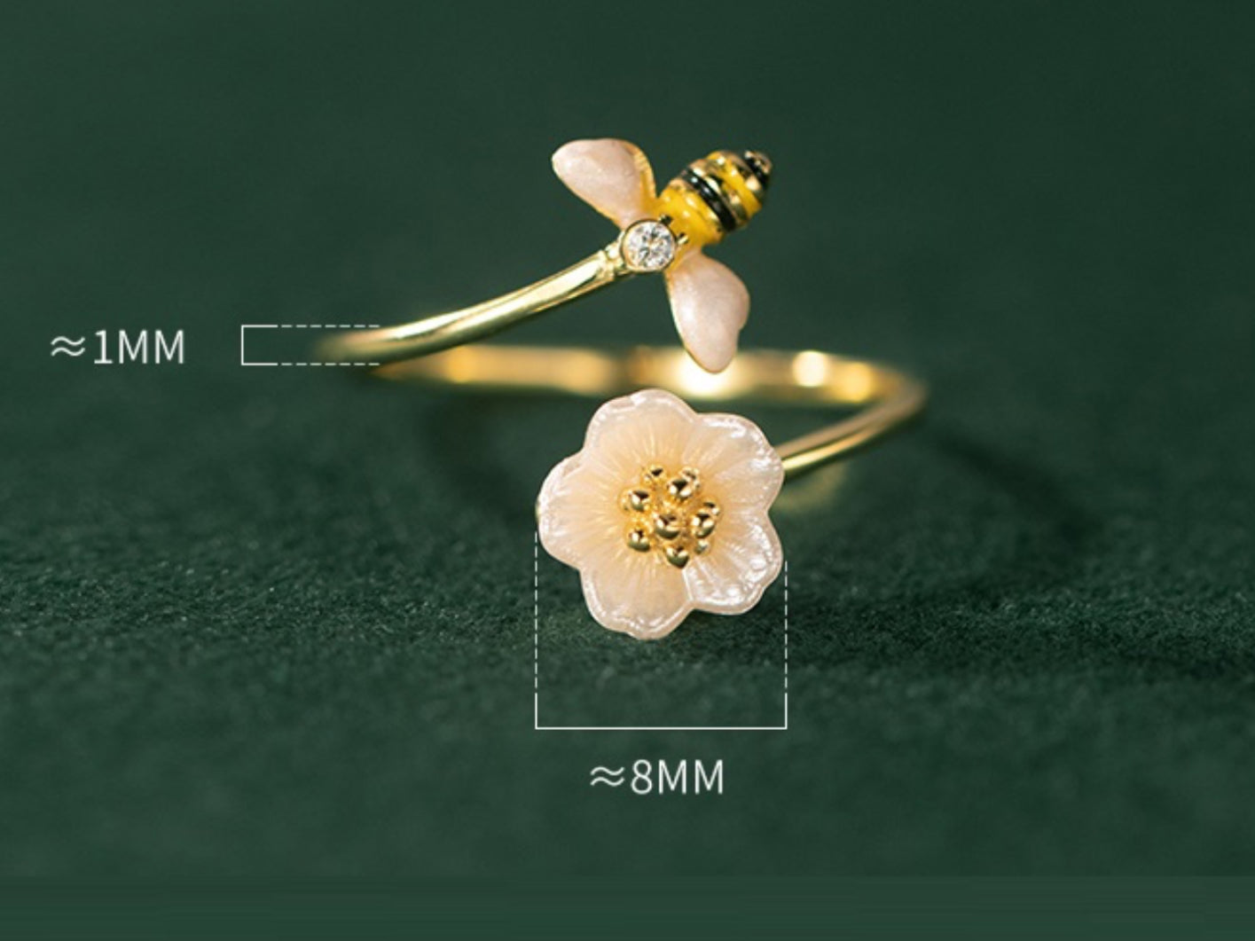 925 Silver Bee Shell Ring for Women