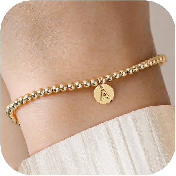 Turandoss Gold Initial Bracelets (Plated With 14K Gold)