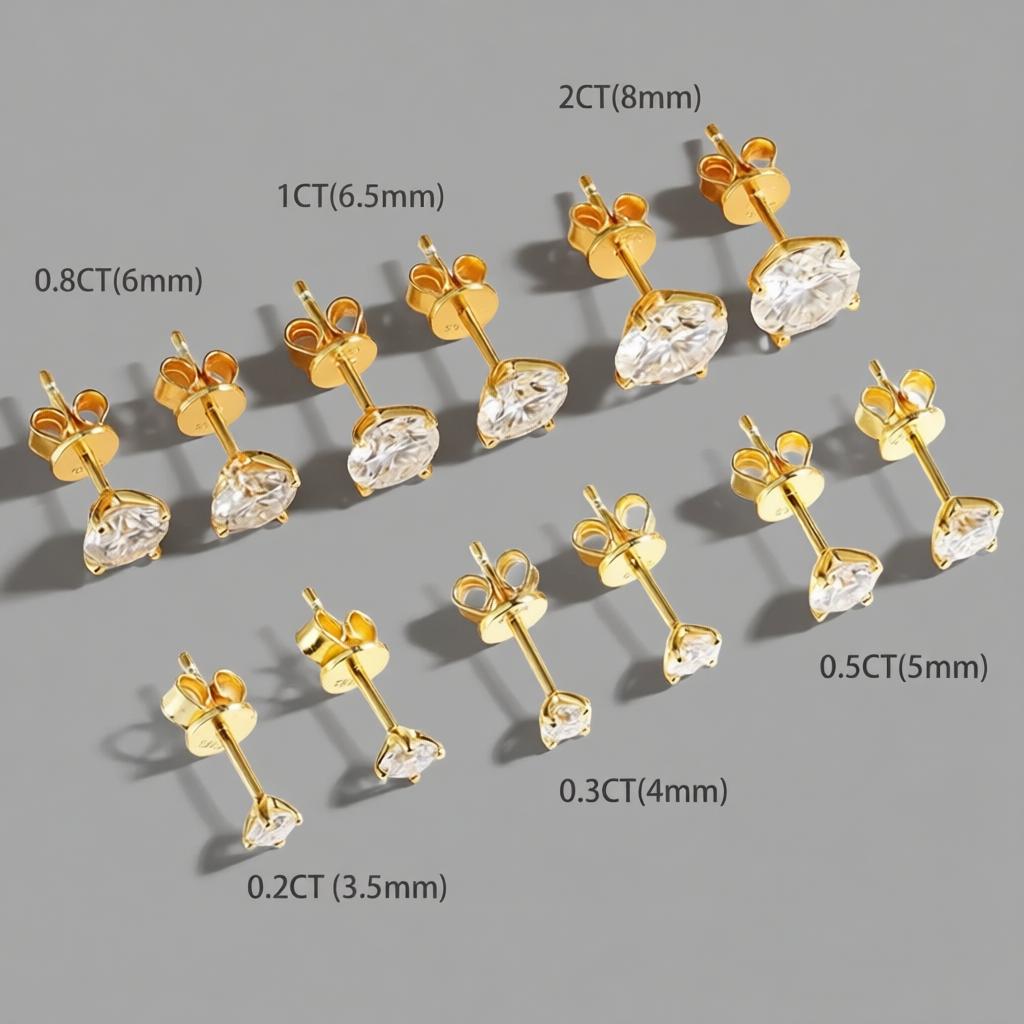 0.2-2Ct Moissanite Stud Earrings | Unisex