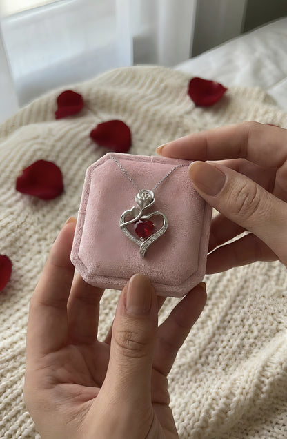 Rose Box Heart Pendant Necklace | For Her