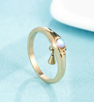 Minimalist Pearl Titanium Steel Ring (Gold Plated)