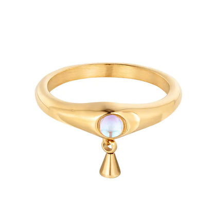 Minimalist Pearl Titanium Steel Ring (Gold Plated)