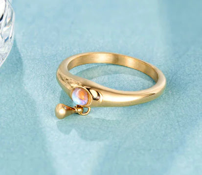 Minimalist Pearl Titanium Steel Ring (Gold Plated)