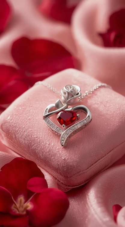 Rose Box Heart Pendant Necklace | For Her