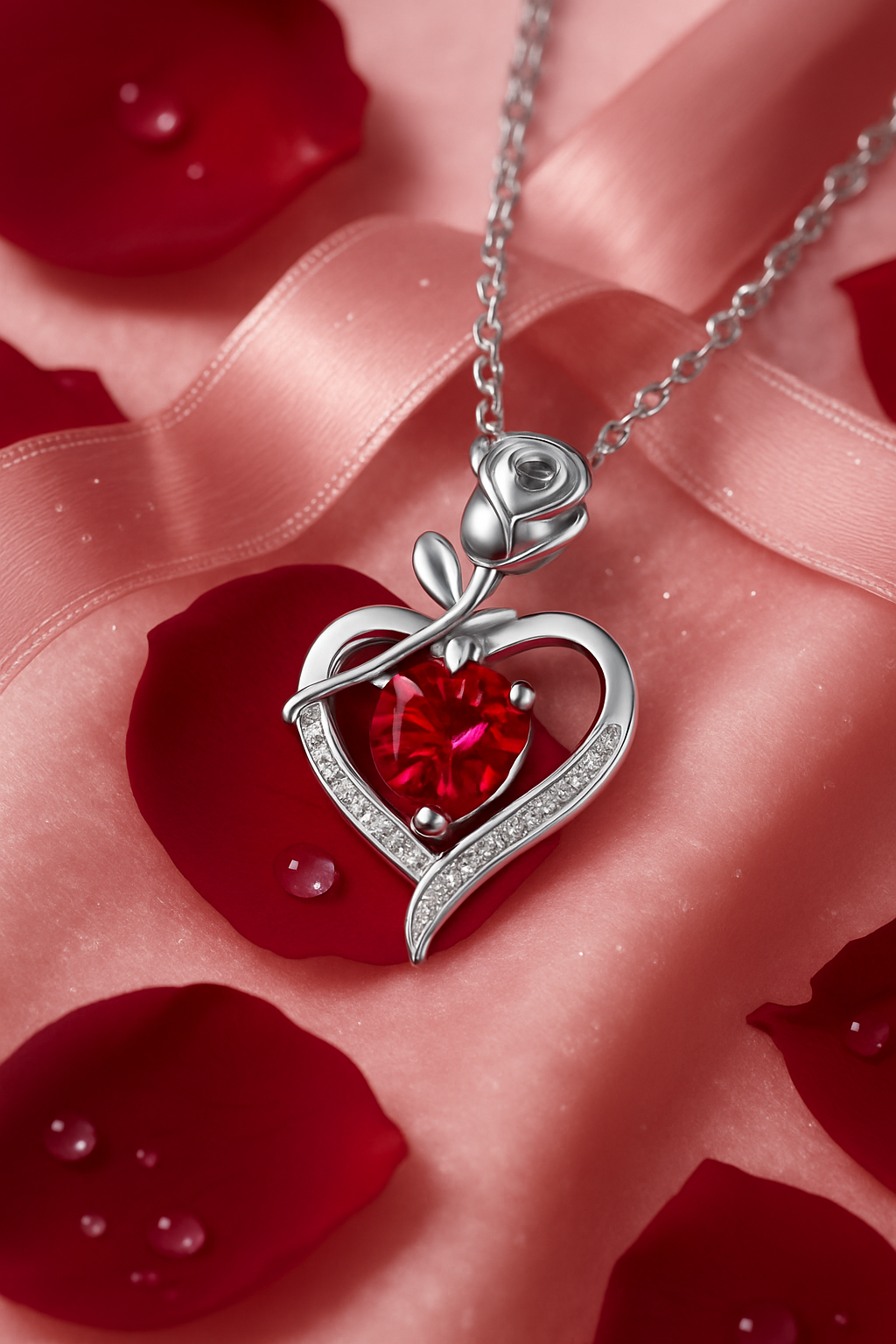 Rose Box Heart Pendant Necklace | For Her