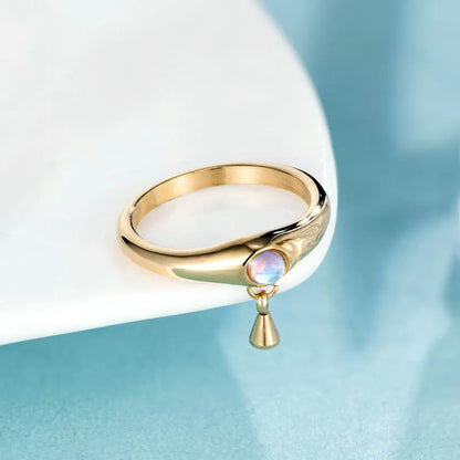 Minimalist Pearl Titanium Steel Ring (Gold Plated)